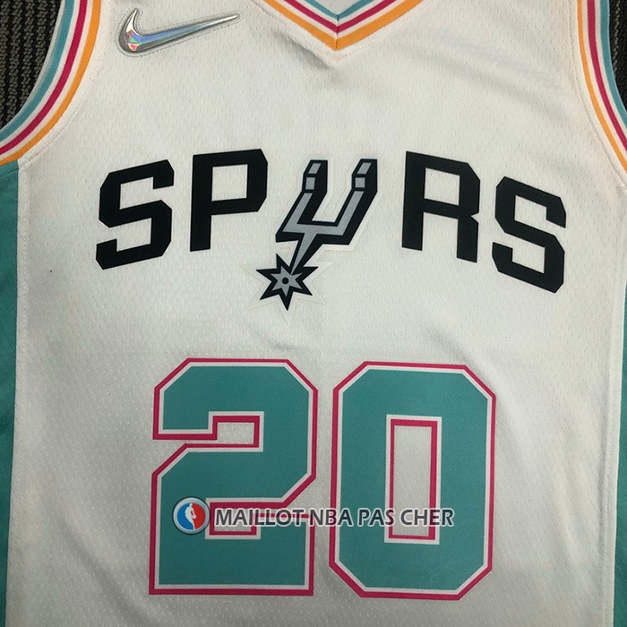 Maillot San Antonio Spurs Manu Ginobili NO 20 Ville 2021-22 Blanc